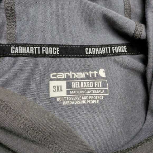 Carhartt Force Hooded T-Shirt Mens 3XL Relaxed Fit Long Sleeve Logo Graphic Gray - Picture 2 of 10